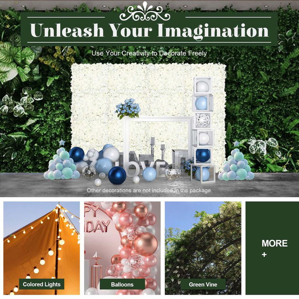 20 Pcs,White Silk Flower Wall Panel, Realistic Artificial Backdrop for Wedding Birthday Party Indoor Outdoor Decoration