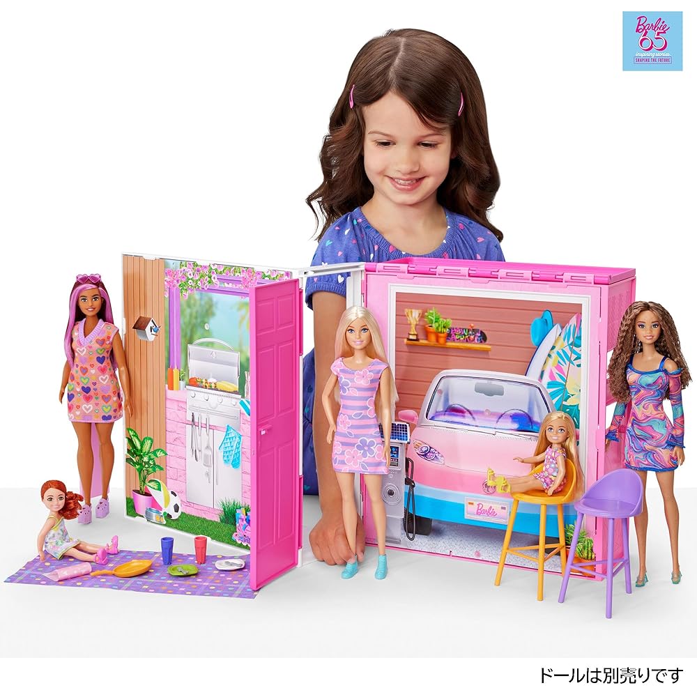Barbie Barbie 65 Eco-Friendly Two-Story Pink House Doll Playset for Dress-Up and Role Play Ages 3+