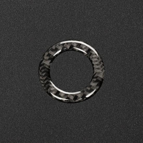 Black Carbon Fiber + Rubber Car Start Button Ring Sticker For Infiniti Q50 Q60