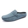 Fashion Leather Men Half Slippers Summer Breathable Mens Casual Shoes Slip-on Lazy Driving Shoes Comfortable Walking Loafers Moccasins