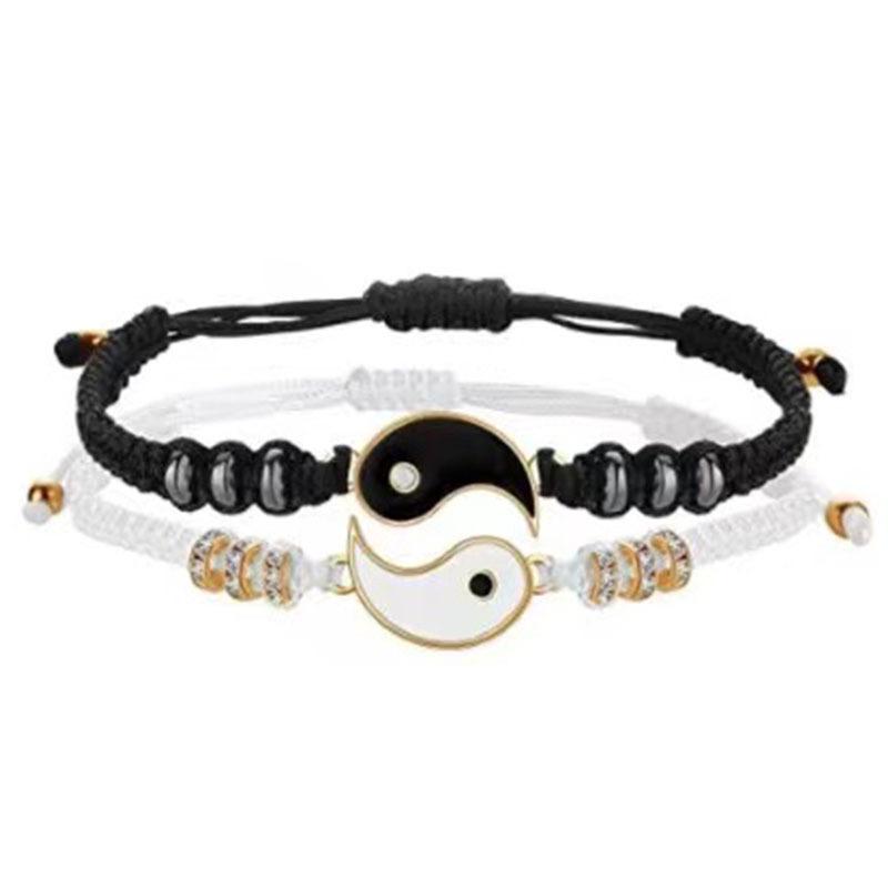 Alloy Tai Chi Bagua Hand-Woven Couple Bracelet Set