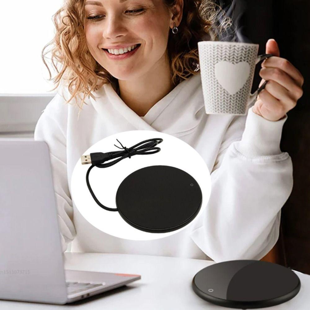 USB Charging Electric Coffee Cup Heater Energy Saving Constant Temperature Cup Warmer Round Thermostatic Coaster Winter