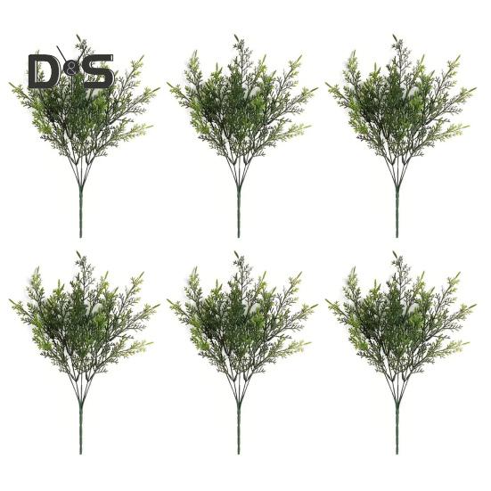 

6 шт. искусственная ветка кедра, устойчивая к ультрафиолетовому излучению, реалистичная многоразовая пластиковая искусственная белая сосна, зеленые растения, домашний ландшафтный дизайн, садовые украшения, принадлежности зелёный