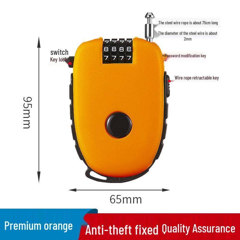 Retractable Anti-theft Combination Lock for Helmets, Suitcases, Bicycles, and Electric Scooters