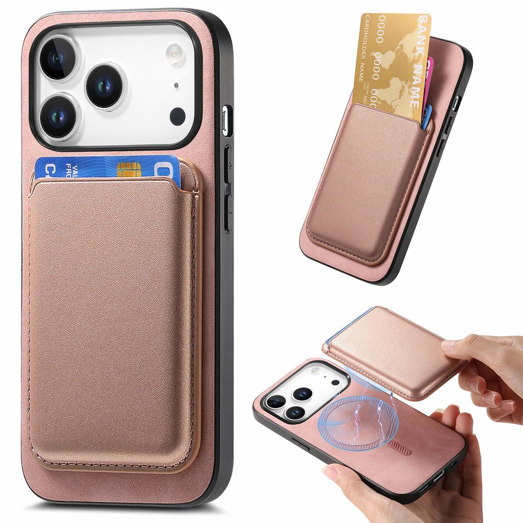 For iPhone 17 Pro Case Detachable Magnetic Card Bag Leather Phone Back Cover