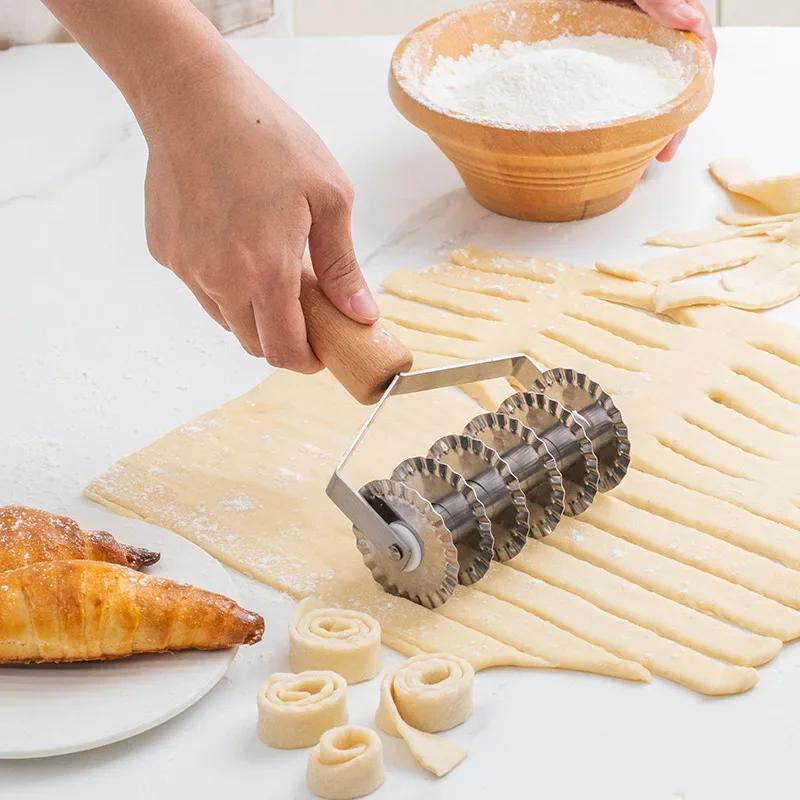 Premium Stainless Steel Reusable Dough Lattice Roller Cutter Suitable For For Pizza Pastry Cutter Pie Craft Net Wheel Knife Baking Tool Bakeware
