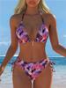 2026 European & American Style Halter Triangle Bikini for Women - Printed Vacation Beach Swimsuit Set