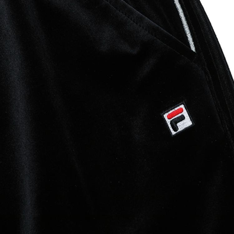 FILA Knitted Sweatpants Women's Jet Black Thickened Cuffed Pants F11W241602F-BK