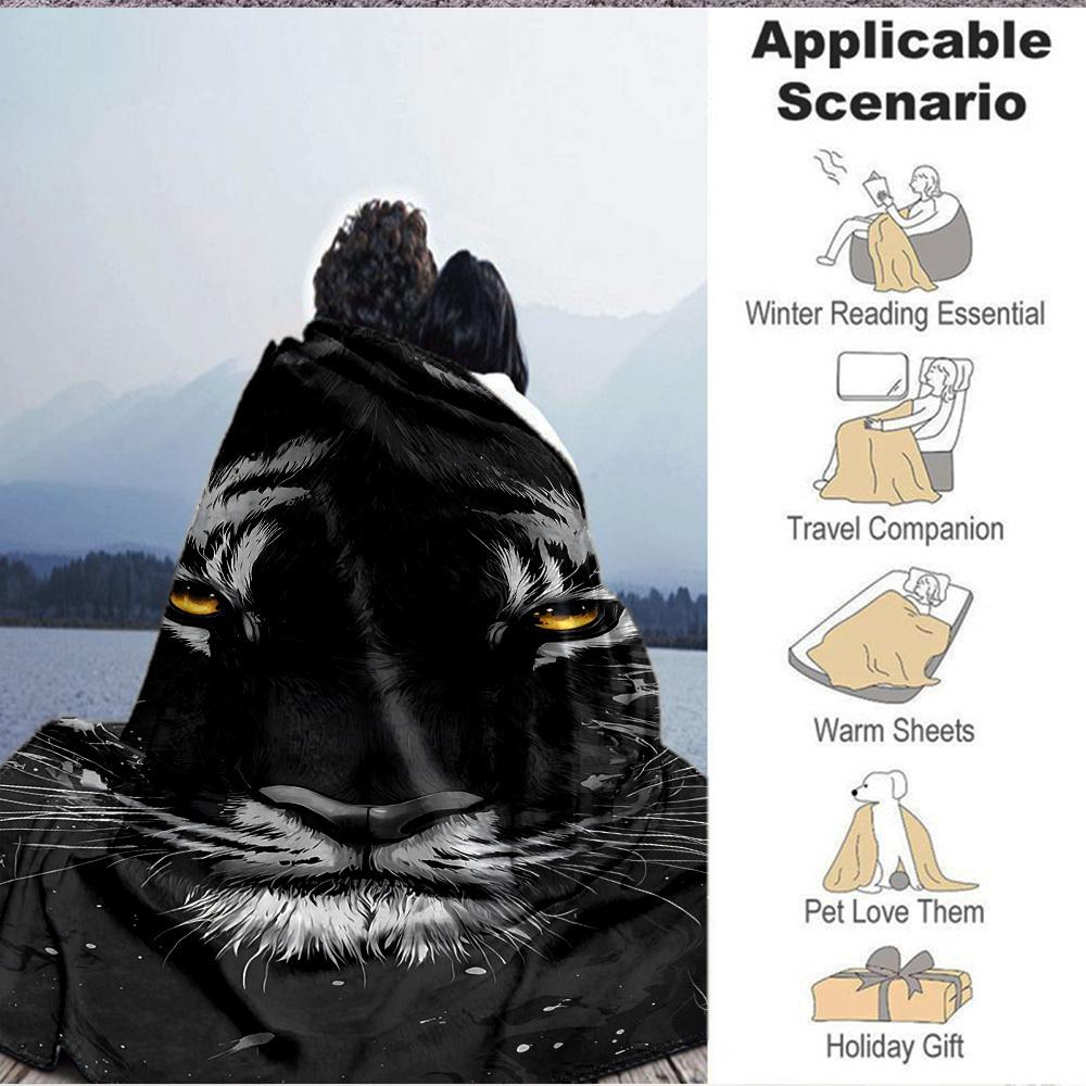 1pc Tiger Face Blanket, Lightweight Flannel Fleece with Digital Printing, Soft Warm for Sofa, Travel, Camping, Office, Couch, Chair, and Bed, All-Seas