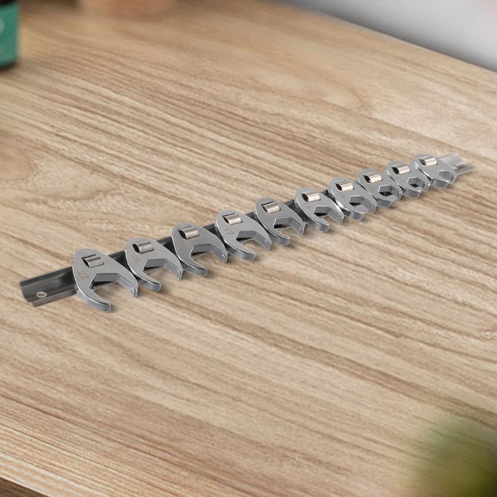 Set of 10 Crowfoot Wrenches with a 3/8 Inch Drive, Ranging from 10 To 22Mm, Designed for Use with Torque Wrench Keys