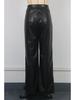 Women's High Waist PU Leather Nightclub Pants with Metal Zipper - INS Style, Winter Straight Leg Design