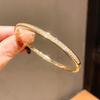 Luxury Copper Open Bracelet With Zircon Stones And Classic Round Elements For Women
