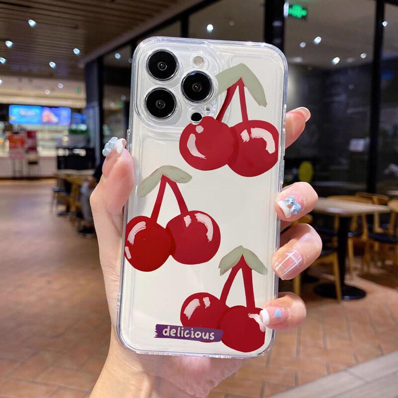 Cute Cartoon Cherry Pattern Transparent TPU Phone Case For Xiaomi Mi 15T Pro POCO X7 Pro F7 X6 X5 M3 X3 NFC M4 F5 11 Lite 5G NE