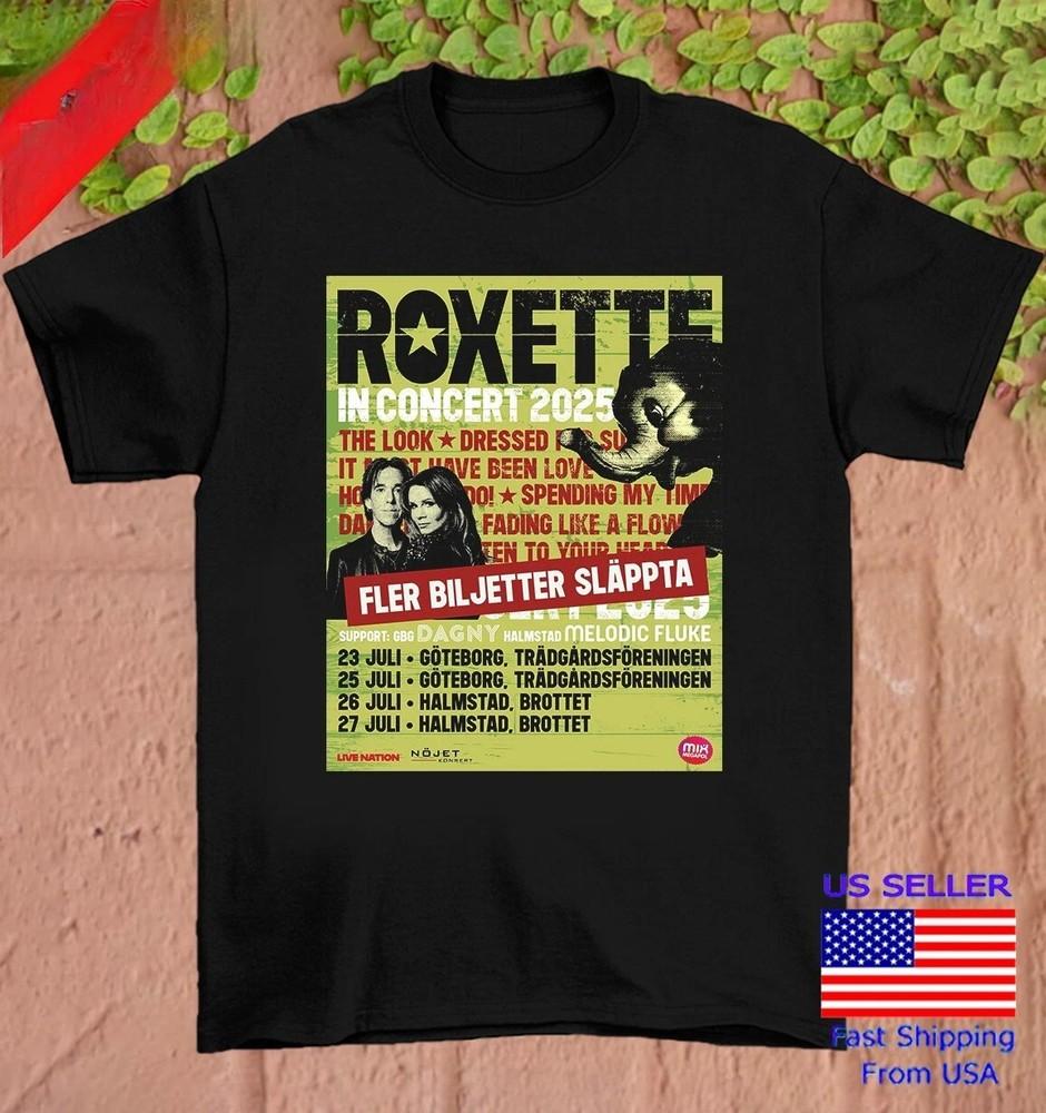 Группа Roxette В Концерте 2025 Полноразмерная Унисекс Футболка S-3XL M