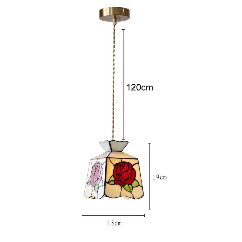 Europe France Sytle LED Pendant Light Fixture Tiffany Color Copper Glass Lampshade Vintage Edison Bulb Hanging Lamp Home Indoor