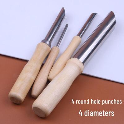 4-teiliges Keramikwerkzeug-Set: Rundlochstanze und Holzschnitzmesser für Tonmodellierung DIY.