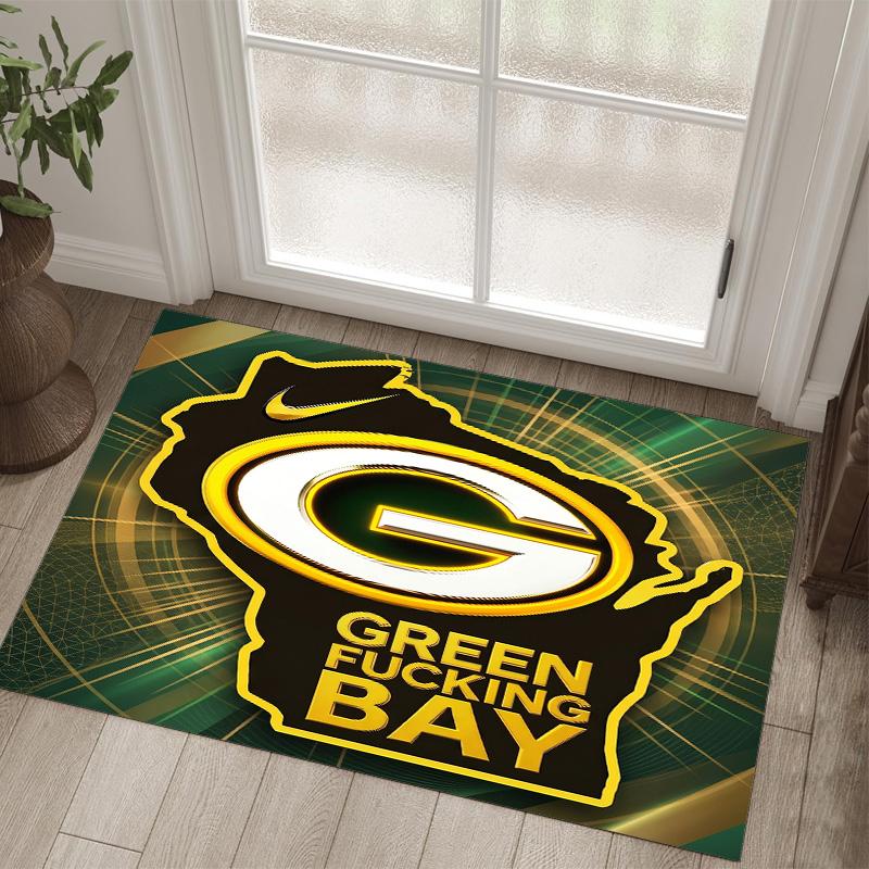 Tappeto in Velluto Cristallo Design Green Bay Packers Accogliente Non?Tappeto Stampato Antiscivolo per Camera da Letto Soggiorno Ingresso
