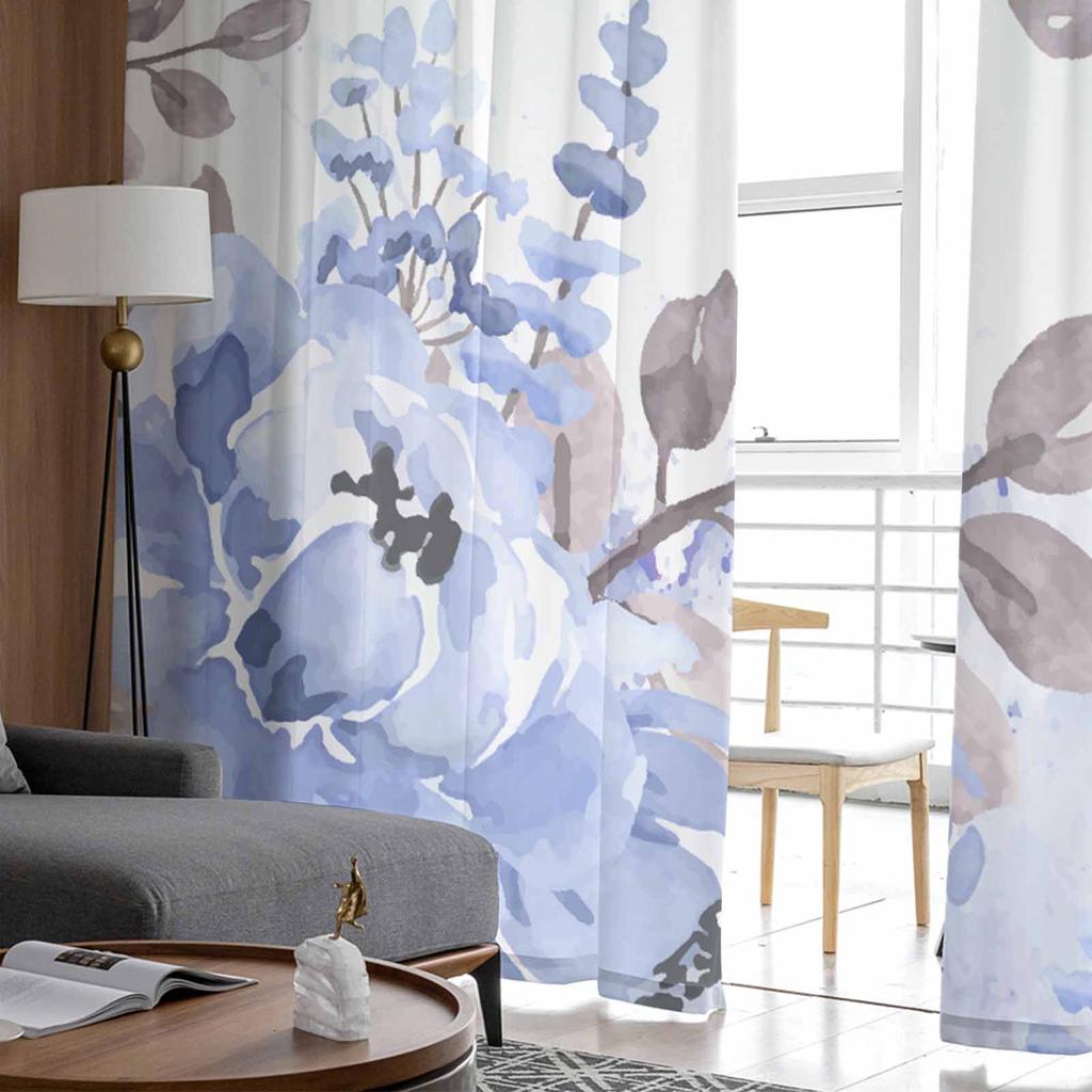 Plant Watercolor Nature Bedroom Curtains Tulle Sheer Curtain Living Room Home Decor Voile Drapes
