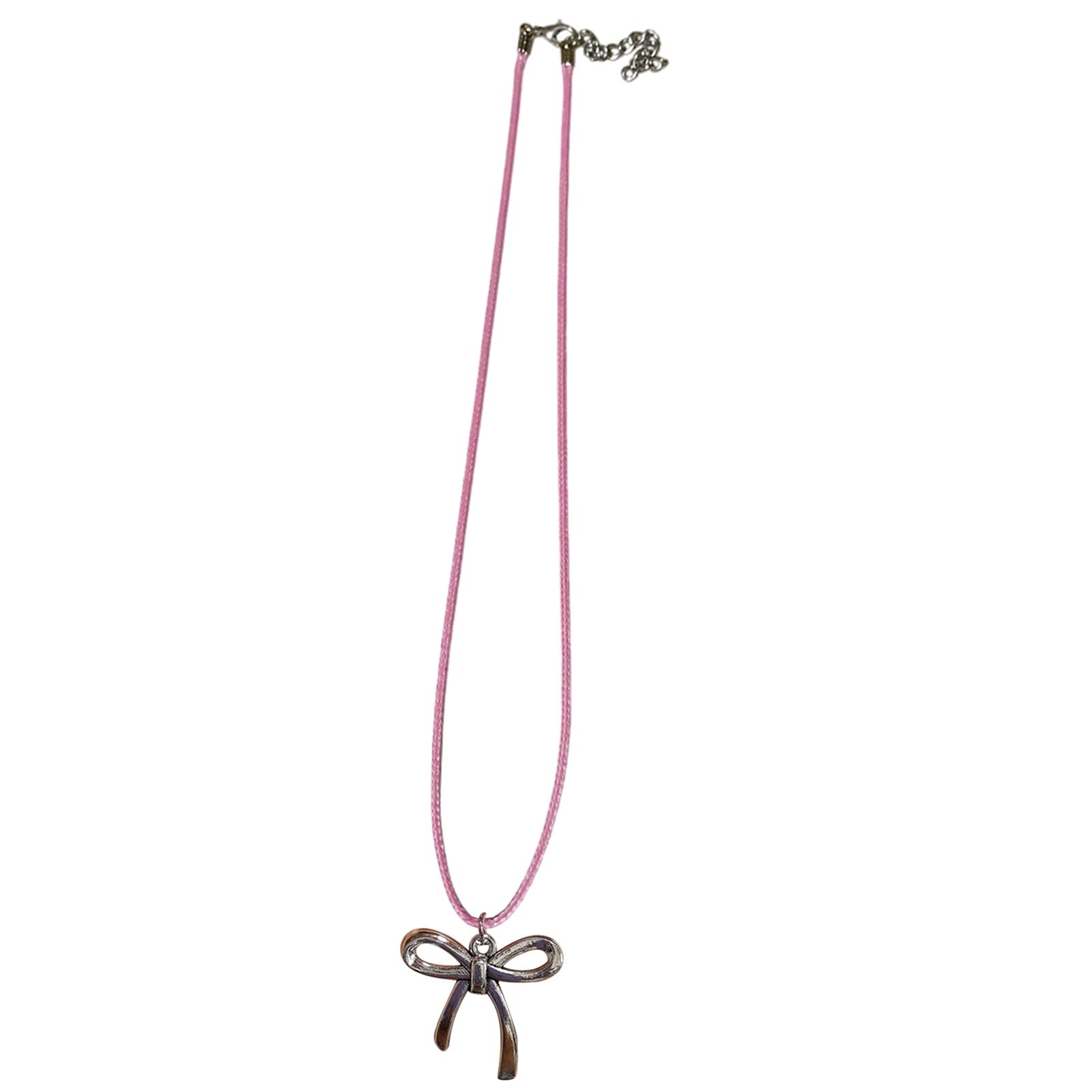 

Винтажное ожерелье с подвеской-бантиком для женщин, регулируемая веревочная цепочка на шею, модная простая цепочка для ключицы, эстетичные украшения T1