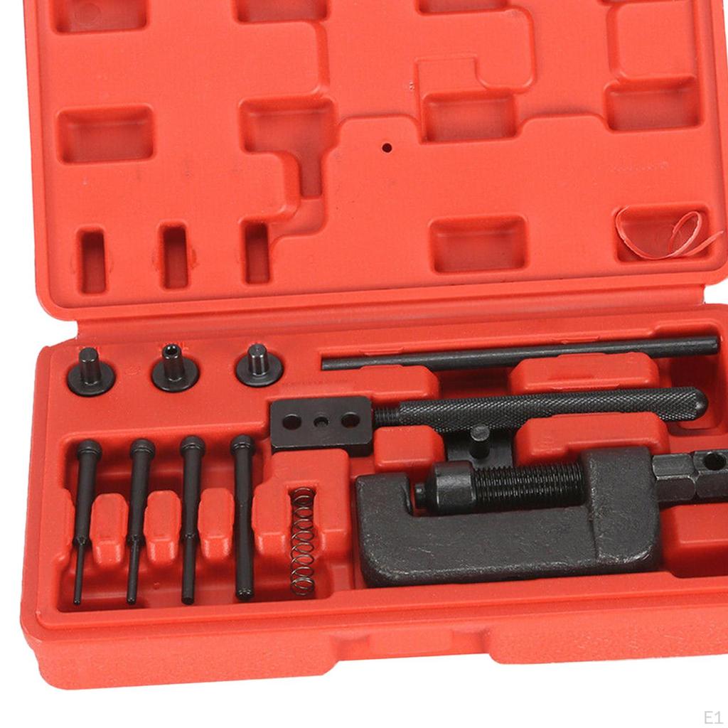 Motorcycle Riveter Tool Kit for Bike with Red Storage Case