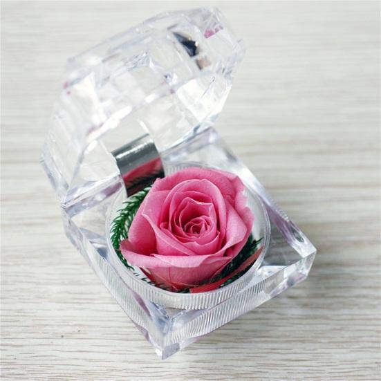 Romantic Ring Box Handmade Plastic Nice-looking Forever Rose Jewelry Box for Anniversary