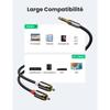 UGREEN Câble Jack 3.5mm Vers 2 RCA Mâles Adaptateur RCA Jack Audio Stéréo