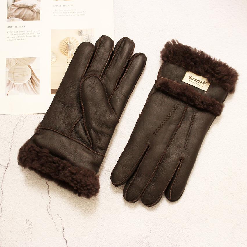 Winter Warme Schafsfellhandschuhe Herren Verdickt Winddicht und Kälteabweisend Outdoor Reiten Schafleder Wolle Fingerhandschuhe