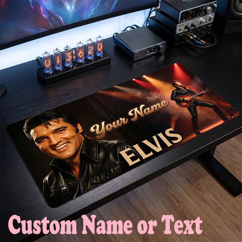 Tappetino Mouse Personalizzato con Nome Elvis Presley, Tappetino Mouse Grande per Scrivania, Regalo Personalizzato per Ufficio Domestico