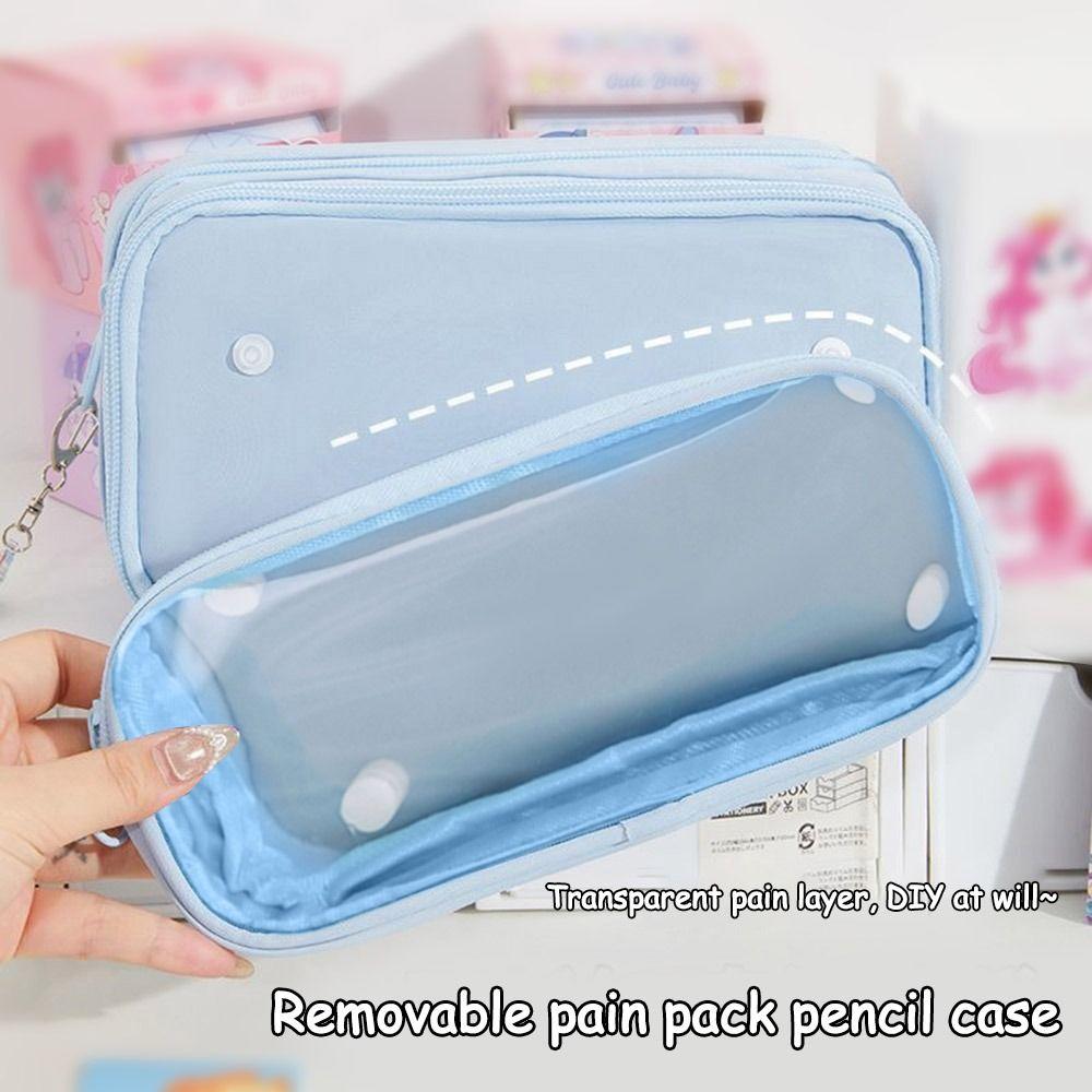 Multifunctional Transparent Pencil Case with Zipper Stationery Box Fashion Pencil Bag  Student