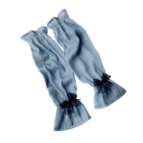 Sheer Mesh Arm Sleeve Tulle Lace Long Fingerless Gloves UV Protection Ice Silk Bowknot Sunscreen Sleeves for Party Outdoor Activities