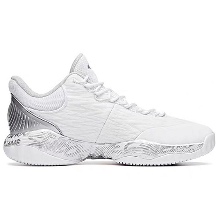 Anta A Shock Synthetic Leather Cushioning Slip Resistant Abrasion Resistant Low Top Basketball Shoes Men's Gray White 112031605-5
