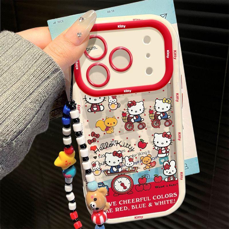 Applicable To Apple 17Pro Mobile Phone Case All-inclusive Anti-drop Iphone17 High-end Mobile Phone Case Hello Kitty Riding a Bicycle