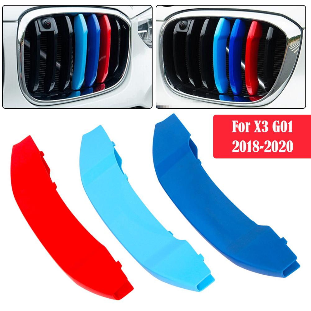 3pcs Car Racing Front Grille Trim Strips For BMW X3 G01 2018   M Power Performance Grill Car