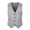 Men Waistcoat Solid Color Single-breasted V Neck Sleeveless Spring Vest for Work