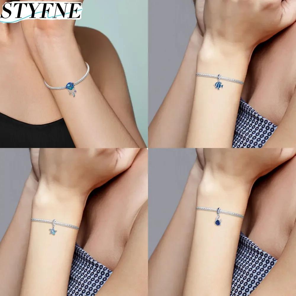 Copperoriginal Lucky Symbol Gradient Blue Glass Big Lucky Elephant Charm For Diy Women'S Bracelet Jewelry Gift