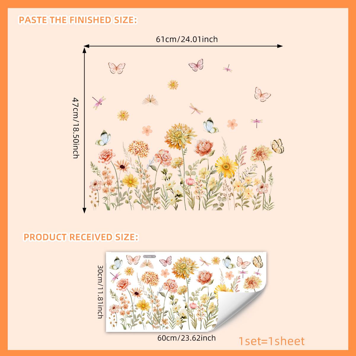 

Двусторонняя красочная наклейка на стену с изображением бабочек и цветов, электростатическая паста, паста для оконного стекла, видимая декоративная наклейка на стену 30*60cm