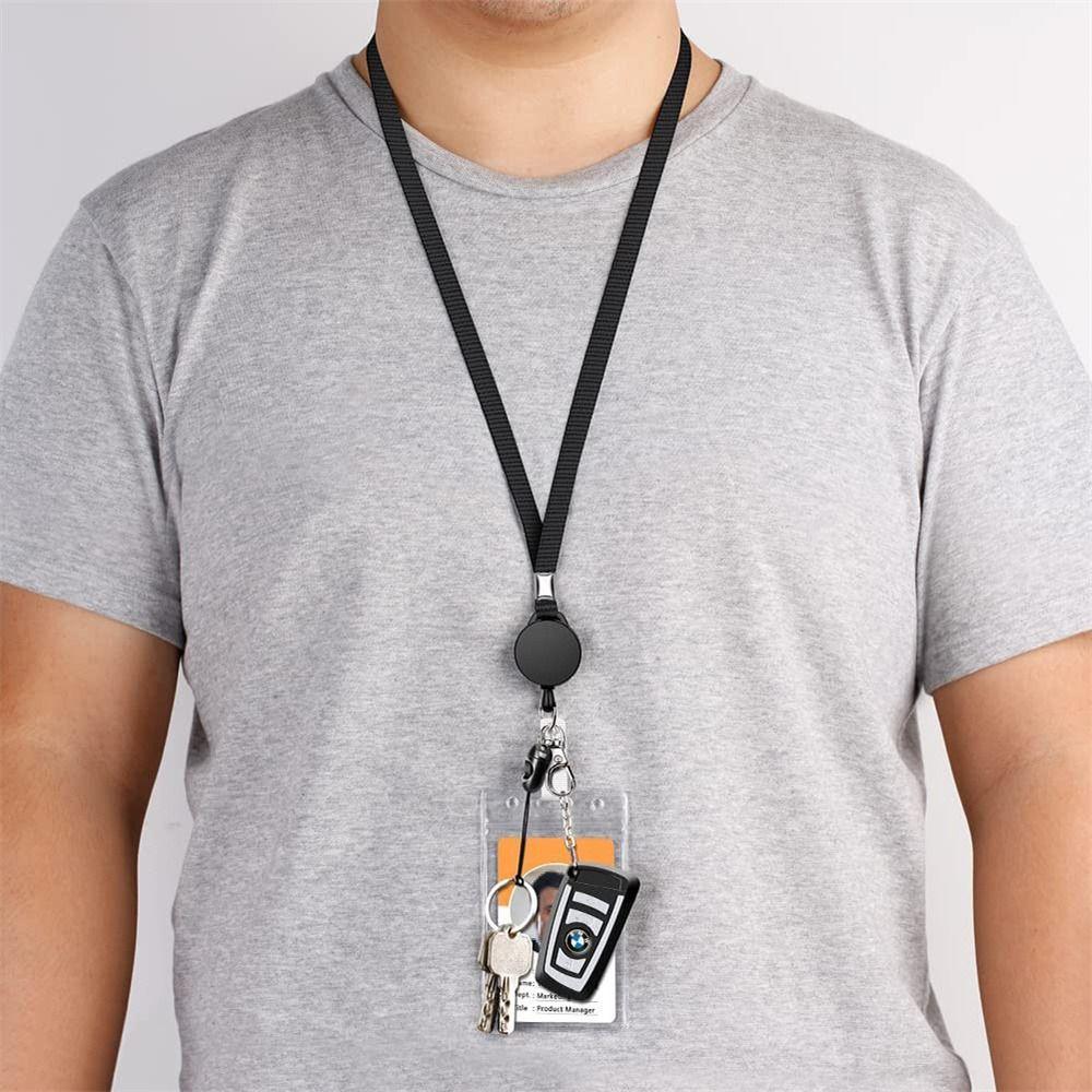 Neck Strap Key Chain Lanyard Card Holder Badge Reel Phone Key Ring ID Name Card Nurse Retractable Badge Holder Office Supplies