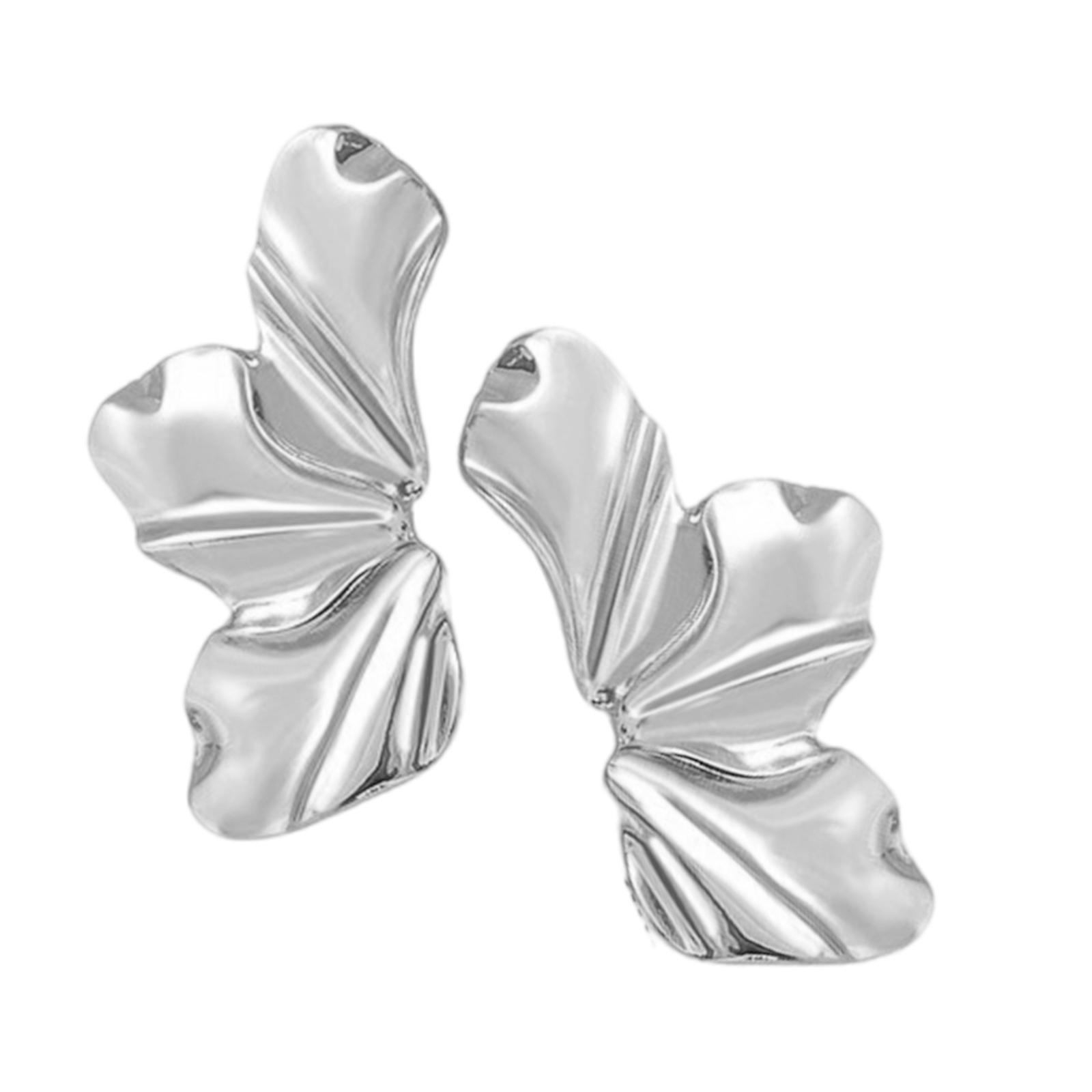 

Модні міцні сережки з легкого сплаву з унікальним дизайном пелюсток, прикрасою для офісних працівників та студентів срібний