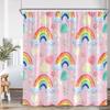 Cartoon Rainbow Kids Bathroom Shower Curtain Hand-Painted Cute Pattern Children Bathtub Decor Children Polyester Bath Curtain