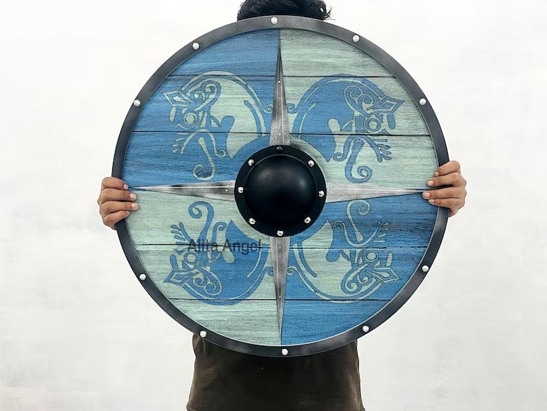 Wooden Viking Dragon Shield: Norse Decor, Cosplay Prop