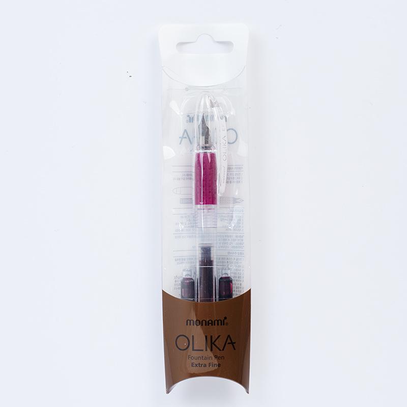 Monami OLIKA Fountain Pen for Students - White, Transparent, Black, Red with Fine Nib