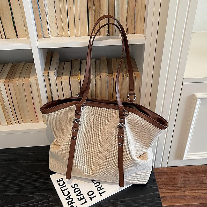 IELGY Casual Large-Capacity Canvas Bag Lightweight All-Match Commuter Shoulder Simple Portable Tote Bag