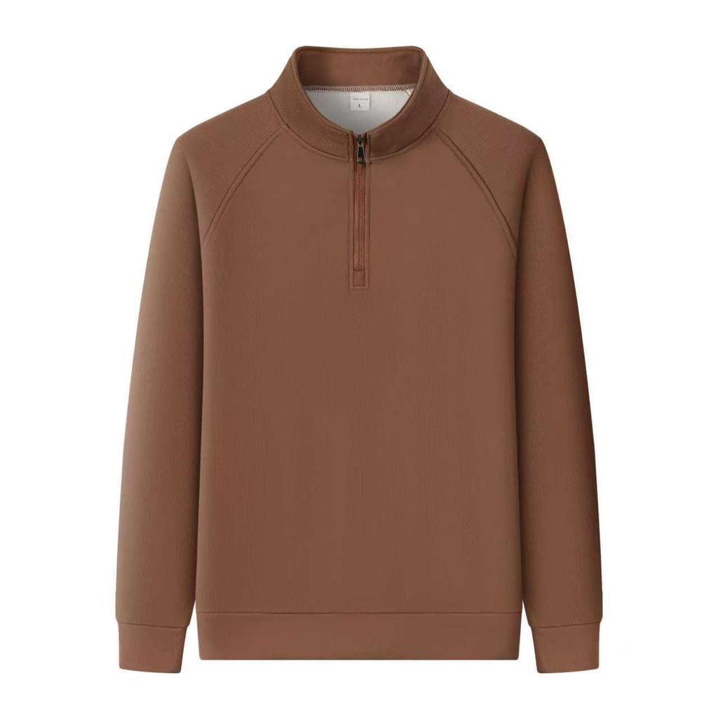 2025 Men's Trendy Zipper Stand Collar Sweatshirt - Spring/Autumn Solid Color
