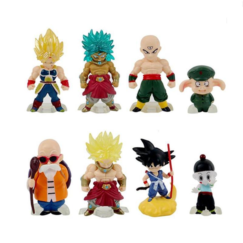 8 Pcs/Set Dragon Ball Z Action Figures Mini Small Statue Master Broli Goku Kame Sennin Tien Shinhan Chiaotzu PVC Model Kid Toy