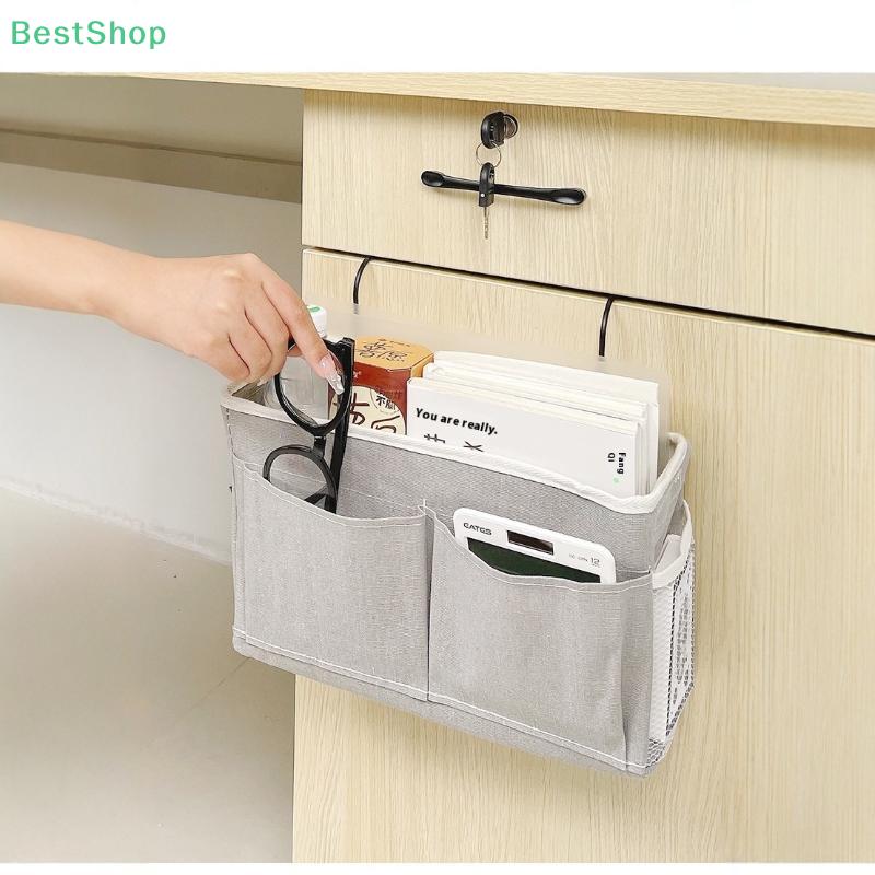 Bedside Hanging Bag Cotton And Linen Hanging Storage Basket With Hook,Dormitory Storage Bag Stand Save Space