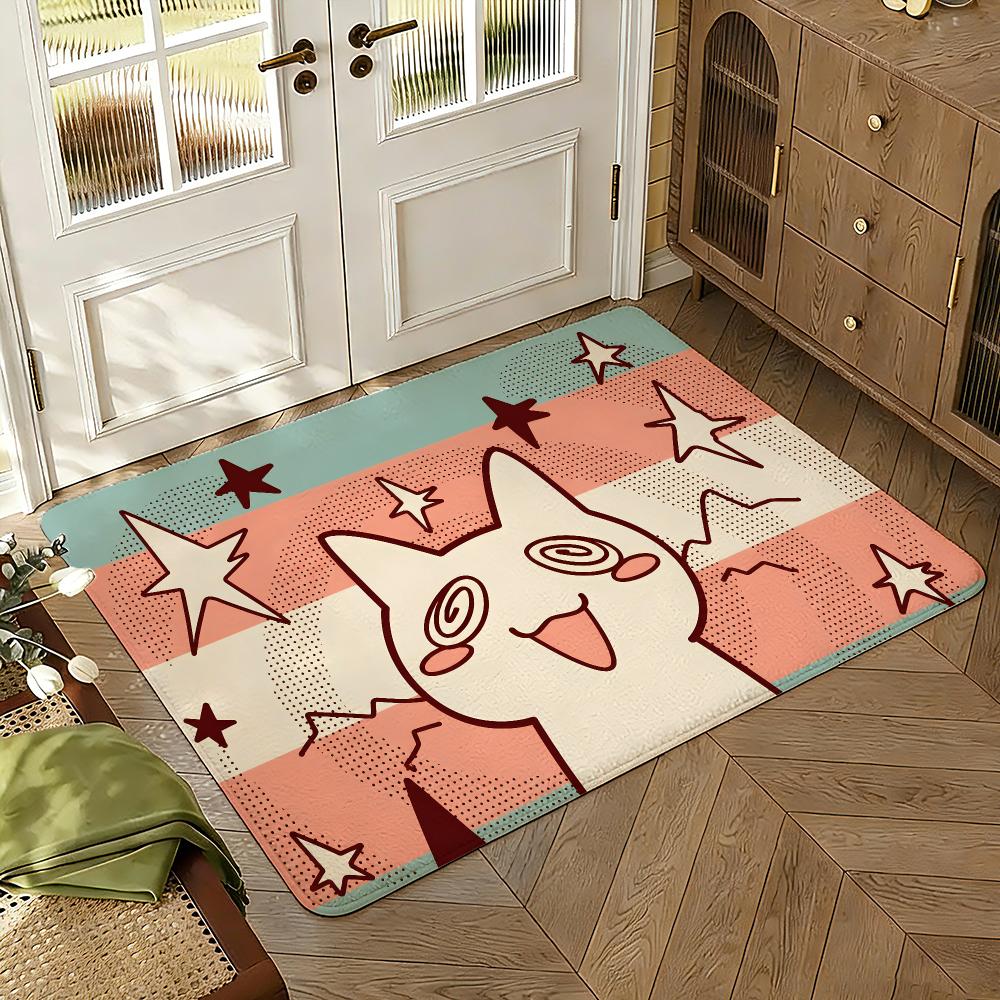 Cute Trans Pride Cat Meme Floor Mat Soft Thickened Absorbent Non-Slip Bedroom Living Room Door Mat Home Decor Flannel Rugs