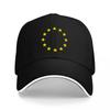 Șapcă de baseball neagră cu designul steagului Uniunii Europene, model cu cerc de stele galbene, ajustabilă, pentru adulți și unisex