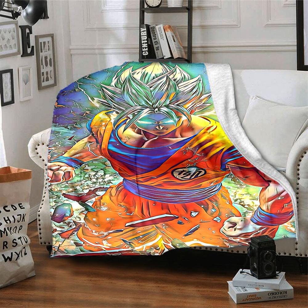 1pc Goku, Saiyan Blanket Lightweight Flannel Blanket Throw Blanket For Sofa, Bed, Travel, Camping, Livingroom, Office, Couch