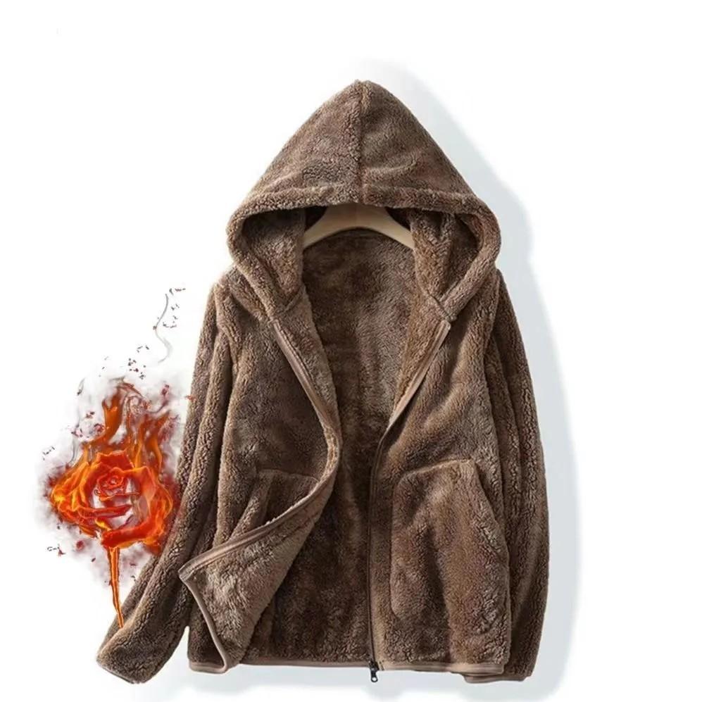 

Женская осенне-зимняя повседневная свободная флисовая куртка с капюшоном, с длинными рукавами, на молнии, простая, теплая, спортивная одежда XS