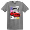 Rotes Auto Grafik T-Shirt Anime Stil Kunst Cooles Renn-T-Shirt für Autoenthusiasten